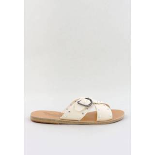 👉 Sandaal vrouwen print Ancient Greek sandalen pella rivets crème