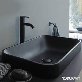 👉 Opzet wastafel wastafels antraciet wit Duravit Happy D.2 Plus opzetwastafel 60 x 40 cm, rechthoekig, zonder kraangat, binnenzijde wit, buitenzijde mat 4053424896816