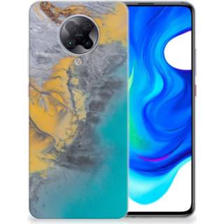 👉 Siliconen hoesje blauw goud Xiaomi Poco F2 Pro TPU Marble Blue Gold 8720215947212