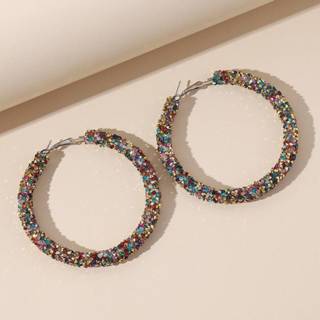 👉 Oorbel acryl veel kleurig Kleurrijke Rhinestone Decor Hoop Oorbellen