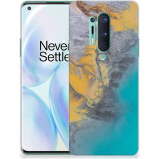 Siliconen hoesje blauw goud OnePlus 8 Pro TPU Marble Blue Gold 8720215486711