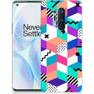 👉 Houten blok OnePlus 8 Pro TPU Hoesje Blokken Kleurrijk 8720215123173