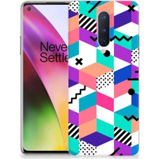 👉 Houten blok OnePlus 8 TPU Hoesje Blokken Kleurrijk 8720215399677