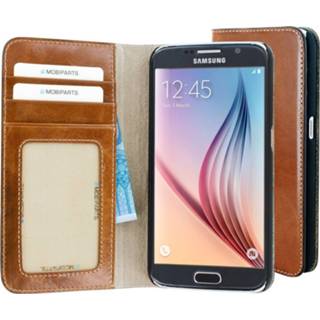 👉 Portemonnee leer bruin Mobiparts Excellent Wallet Case Galaxy S6 Oaked Cognac 8718066280510