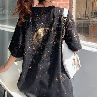 👉 Shirt zwart Short-Sleeve Paint Splatter T-Shirt