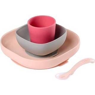 👉 Roze silicone Béaba - Meal Set 4 Pcs Pink 3384349134297