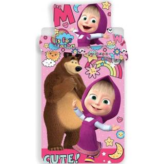 👉 Dekbedovertrek katoen multikleur Masha en de Beer M is for - Eenpersoons 140 x 200 cm Multi 8592753019337