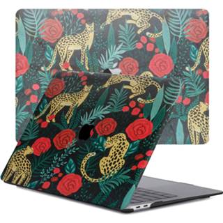 👉 Coverhoes kunststof Leopard Roses hardcase hoes groen Lunso - cover MacBook Pro 16 inch 9145425536688