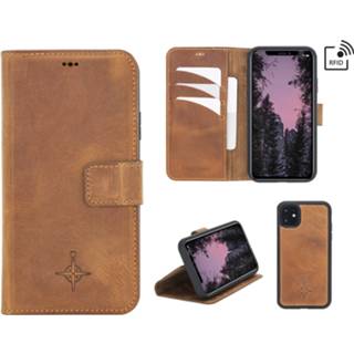 👉 Echt leer ruimte voor papiergeld bruin bookwallet flip hoes Villa Cruoninga zwart NorthLife - 2-in-1 (RFID) bookcase iPhone 11 Cognac 8691051676065