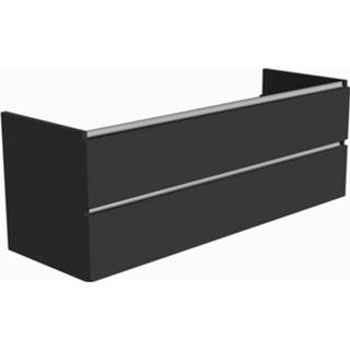 👉 Wastafelonderkast zwart aluminium Ben Limara 2 laden, 140x44,5x50 cm, Mat Zwart/Aluminium