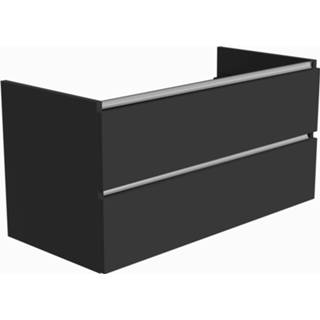👉 Wastafelonderkast zwart aluminium Ben Limara 2 laden, 100x44,5x50 cm, Mat Zwart/Aluminium