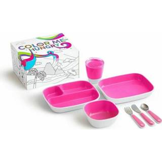 👉 Roze Munchkin Color Me Hungry Dinerset Pink 5019090519144