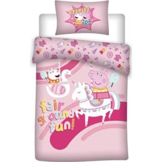 👉 Dekbedovertrek roze katoen Peppa Pig Unicorn - Eenpersoons 140 x 200 cm 5407007980765