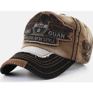 👉 Baseball cap cotton m Cotton|Washed men male zwart vrouwen & Women Eagle Embroidered Letter Pattern Embroidery Washed Distressed