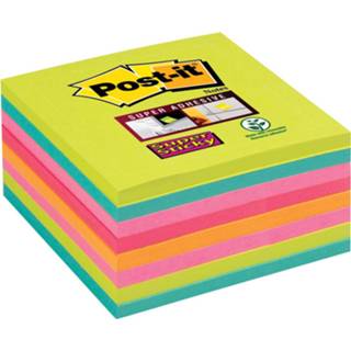 👉 Houten blok Post-it Super Sticky Notes regenboog, ft 76 x mm, 45 vel, pak van 8 blokken 76308933357