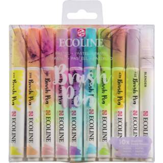👉 Etui pastelkleuren Talens Ecoline Brush pen, van 10 stuks in 8712079442736