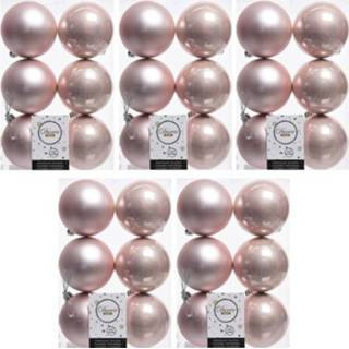 👉 Kerstbal roze kunststof glans 30x Licht kerstballen 8 cm mat/glans