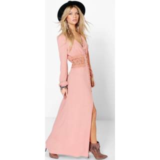 👉 Lace Waist Button Maxi Dress, Rose