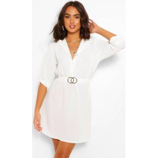 👉 Belted Shirt Dress, White