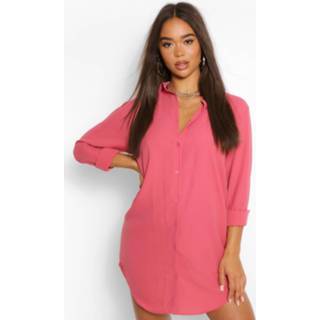 👉 Oversized Dippped Hem Shirt Dress, Rose