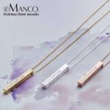 👉 Hanger steel vrouwen EManco Four Sides Engraving Personalized Square Bar Custom Name Necklace Stainless Pendant Women/Men Gift