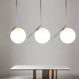 👉 Designlamp steel Modern Living/Dining Room Led chandelier Glass Ball Design Lamp Pipe