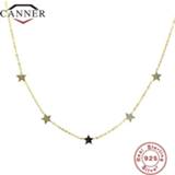 👉 Hanger zilver goud vrouwen Simple INS 925 Sterling Silver Choker Gold Chain Star Pendant Short Necklaces For Women Charming Zircon Necklace Jewelry