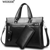 Briefcase PU leather mannen WEIXIER Brand Men Bag High Quality Classic Man Men's Business Handbag Messenger Bags Computer Laptop