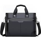 👉 Handtas zwart PU leather Men Shoulder Fashion Handbags Business Bags Black Bag for Document Male Briefcases Laptop