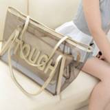 Handtas transparent PVC polyester vrouwen tote Bag fabric letters print bags for women 2020small clutch interior two shoulder straps big ca