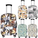 👉 Trolley Cute dog / cat print luggage cover travel accessories anti-dust baggage covers elastic suitcase case