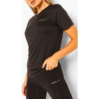 Woman Signature Short Sleeve Gym Top, Black