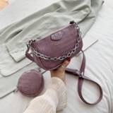 Schoudertas PU leather small vrouwen 2 pcs Fashion Crocodile Pattern Shoulder Bags For Women 2020 Handbags Female round Travel Crossbody Bag