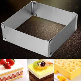 Steel mannen Adjustable Stainless Cake Mould Baking Square Form Ring Home Kitchen tool accessories Manual Convenience #20