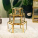 👉 Organizer Storage Box Vintage Geometrical Glass Jewelry Retro Earring Ring Flower Plants Display Case Wedding makeup
