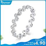 👉 Zilver vrouwen Bamoer S925 Sterling Silver AAA Clear CZ Bubble Stackable Finger Rings for Women Engagement Wedding Statement Jewelry BSR123
