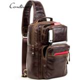 👉 Messenger bag leather CONTACT'S Multifunction Crossbody for Men Genuine Chest Pack Male Bags 13.3