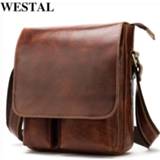 👉 Messenger bag leather WESTAL Crazy Horse Bags Men's Genuine Shoulder for Men Fashion Male 8559