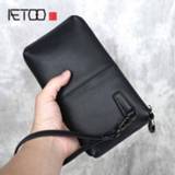 👉 Clutch leather cowhide AETOO men's soft high-end long zipper wallet casual retro first layer mobile tide