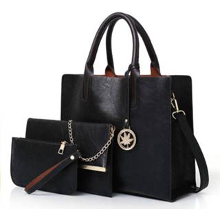 👉 Handtas PU leather vrouwen 3PCS Women's Bag Set Fashion Ladies Handbag Solid Color Messenger Shoulder Wallet Bags For Women New 2020