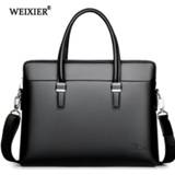 👉 Briefcase PU leather mannen WEIXIER Men Hangbags Business Laptop Tote Bag For Male Crossbody Bags man Casual Should