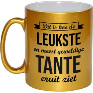 👉 Koffiemok gouden volwassenen leukste en meest geweldige tante cadeau / theebeker 330 ml