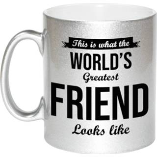 👉 Koffiemok zilveren volwassenen Worlds Greatest Friend cadeau / theebeker 330 ml