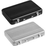 👉 Briefcase zwart zilver 2Pcs Aluminum Password Box Card Case Mini Suitcase - Silver & Black