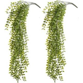 👉 Kunst plant kunststof active groene groen 2x Ficus kunstplanten hangende tak 80 cm UV bestendig