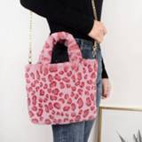👉 Handtas large vrouwen Winter Fashion Faux Fur Bag Capacity Leopard Print Women's One-shoulder Messenger Handbag Plush Female