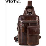 👉 Messenger bag leather WESTAL genuine men's sling chest shoulder bags travel daypack summer designer crossbody