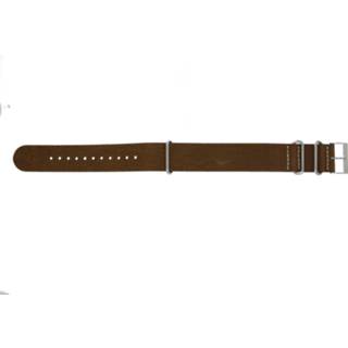 👉 Horlogeband bruin leder geen stiksel pushpinbevestiging NATO UH14 22mm 8719217014084