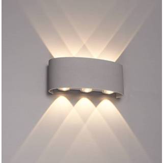 👉 Wandlamp grijs aluminium CE warm wit Dimbare LED Tulsa 6 Watt 3000K tweezijdig oplichtend IP54 7439628441439