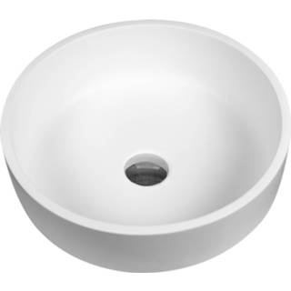 👉 Waskom wit solid surface rond zonder waste sun Boss & Wessing Opzetkom 38x38 cm 8719304901716